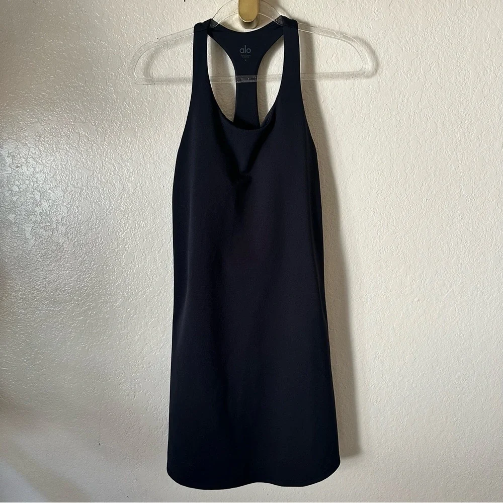 ALO Yoga Black Scoop Neck Racerback Mini Dress